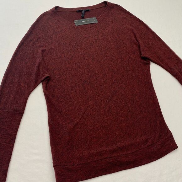 BCBGMaxAzria Sweater Burgundy Dolman Sleeve Pullover Lightweight Womens Medium - Picture 2 of 10